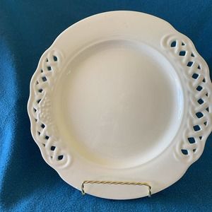 (2) Pier 1 Imports Plates, Vintage, White, Made in Italy, Handcrafted plate